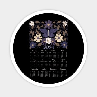 2024 butterfly floral calendar Magnet